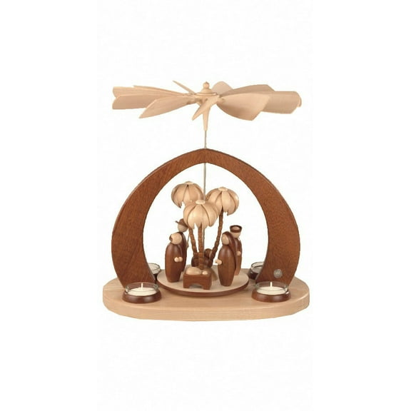 German christmas pyramid arch Nativity scene, 1-tier, height 36 cm / 14 inch, natural, original Erzgebirge by Müller Seiffen