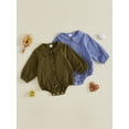 thumbnail image 3 of RUINIXCW Baby Boy Fall Romper Adorable Solid Color Long Sleeve Doll Collar Button Up Jumpsuit, 3 of 9