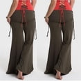 thumbnail image 3 of Manxivoo Women's Pants Womens Casual Loose Low Waisted Wide Leg Pants Drawstring Elastic Waist Straight Leg Trousers Womens Sweatpants Brown M, 3 of 3