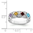 thumbnail image 2 of Sterling Silver Rhodium-plated With CZ Amethyst Citrine Garnet and Bluetopaz Ring - Size 6, 2 of 2