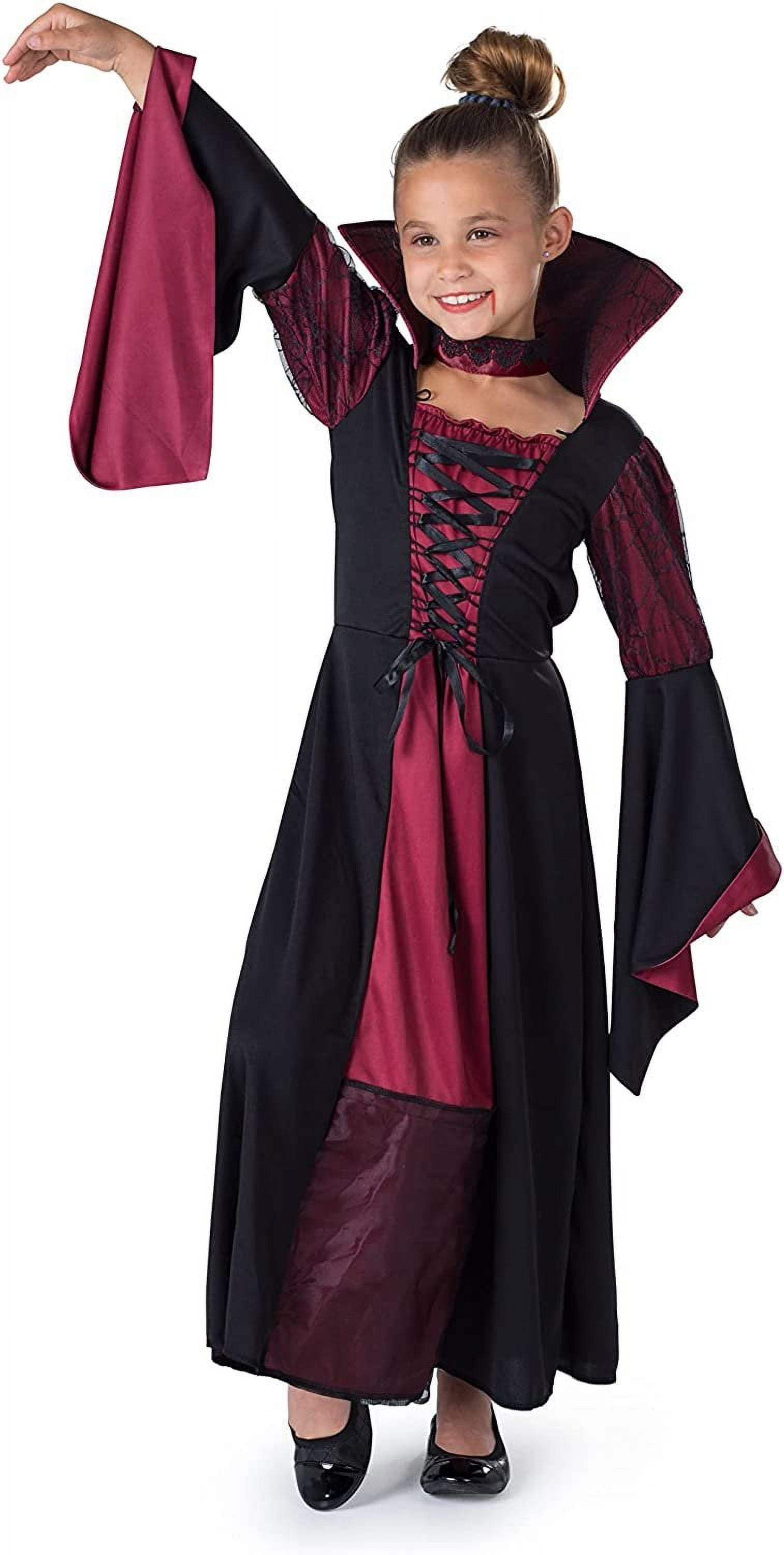 Fun World Mittwoch Addams Kinder-Kostüm – Größe XL (14), Schwarzes Samtkleid, Für Halloween & Gothic-Partys
