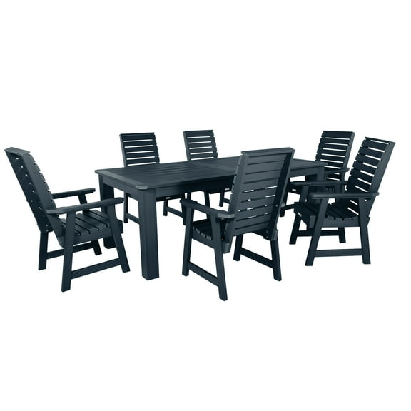 Highwood 7-pc Weatherly Dining Set - 42" x 84" Rectangle Table, Dining Height, Outdoor, Eco-friendly, Synthetic Wood