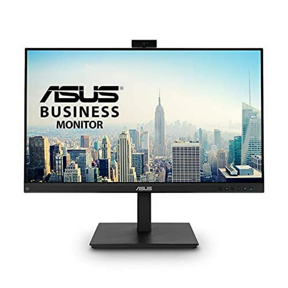 ASUS 27" 1080P Video Conference Monitor (BE279QSK) - Full HD, IPS, Built-in Adjustable 2MP Webcam, Mic Array, Speakers, Eye Care, Wall Mountable, Frameless, HDMI, DisplayPort, VGA, Height Adjustable