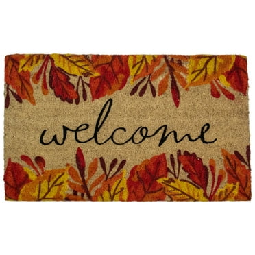 Northlight Leafy Fall Harvest Rectangular "Welcome" Doormat 18" x 30"