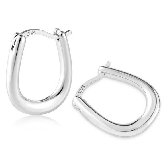 Alexcraft 925 Sterling Silver Hoop Earrings, Hypoallergenic U Hoop Earrings, Minimalist Huggie Earrings for Women Jewelry Gifts