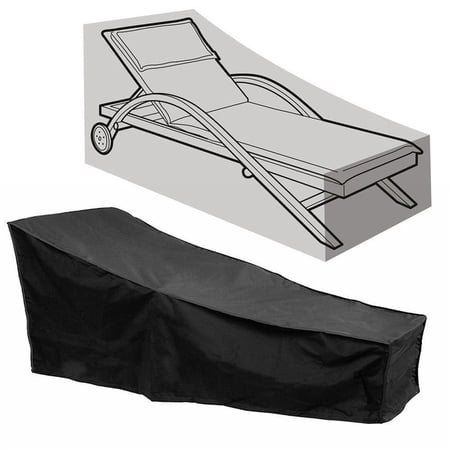 CHAOYUAN Waterproof UV Resistant Chaise Lounge Cover with Buckle Straps Heavy Duty Oxford Outdoor Patio Protector Black 79x28x16x30