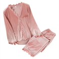 thumbnail image 3 of Pijama de terciopelo dorado para mujer, otoño e invierno, pantalones de manga larga, cárdigan de dos piezas, ropa para el hogar, se puede usar al aire libre, traje, 3 of 6