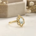 thumbnail image 4 of 925 Sterling Silver 14K Yellow Gold Pear Shape Created Aquamarine Cubic Zirconia Hollow Flower Engagement Ring, 4 of 5