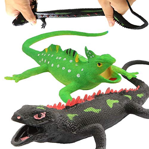 Lizards Toys,Food Grade Material TPR Super Stretchy,9-inch Rubber Lizard  Figure Realistic Set(2 Packs) for Party Favors Boys Kids Learning  Study-Batht 