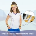 thumbnail image 6 of Sweat Band Set Sports Terry Cloth Headband Wristband Set 8"x2" Moisture Wicking Sweat Absorbing Head Band Yellow, 6 of 7