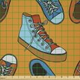thumbnail image 2 of Ambesonne Cartoon Fabric by the Yard Microfiber, Colorful Funny Shoes Motif, 5 Yards, Dark Orange and Sky Blue, 2 of 2