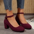 thumbnail image 3 of Women’s Slingback Pumps Block Heels Pointed Toe with Ankle Strap Elegant Closed Toe Dress Shoes for Wedding Evening Wine Size 8, 3 of 5