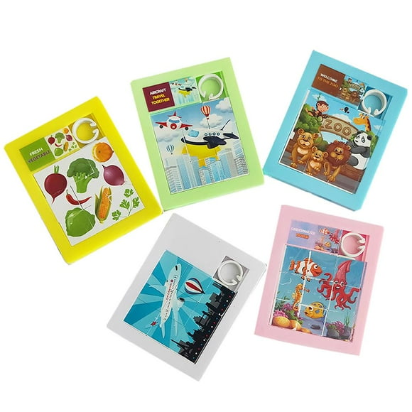 Jinveno Cartoon Sliding 9 Grid Jigsaw Game Toy DIY Moving Puzzle Kids Educational Toys