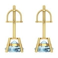 thumbnail image 4 of 14K Solid Gold Screw Back Stud Earrings for Women | 1 cttw Round Cut Natural Swiss Blue Topaz | Yellow Gold, 4 of 5