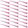 thumbnail image 1 of 24 Packs Duck Bill Clips, 3.35 Inches Rustproof Metal Alligator Curl Clips with Holes for Hair Styling, Hair Coloring, Pink, 1 of 5