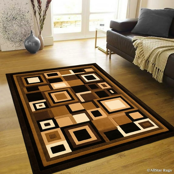 Allstar Black Abstract Modern Area Carpet Rug (3' 9" x 5' 1")