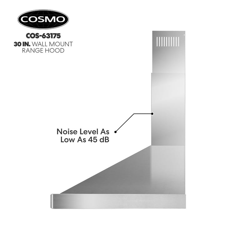 Cosmo COS-63175 30 in. Ducted Wall Mount Range Hood with LED Lighting and Permanent Filters in Stainless Steel