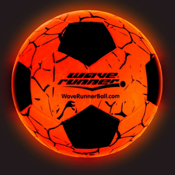 Wave Runner Glow in the Dark LED Light Up Soccer Ball - Official Size 5 with Pump and Pre-Installed Batteries