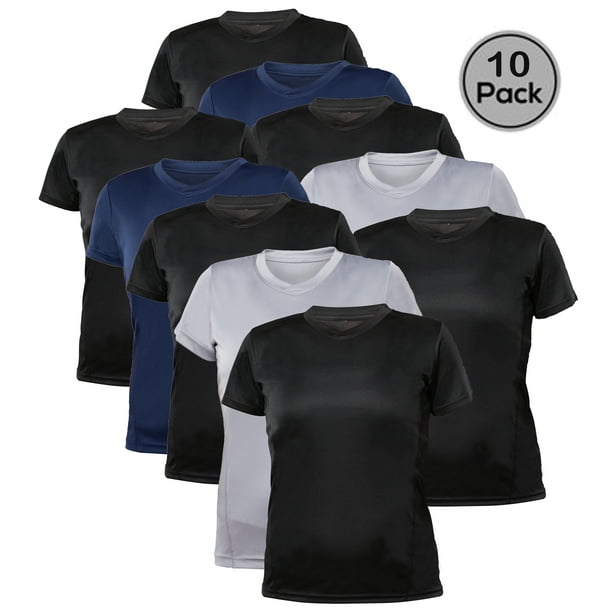 Blank Activewear Pack of 10 Women's T-Shirt, Quick Dry Performance fabric