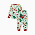 thumbnail image 6 of PatPat Family Matching Pajamas Sets Allover Christmas Tree Snowman Long Sleeve Top and Pants 2 Piece Pjs Gift with Socks, Green, Kids 2 Years, 6 of 9
