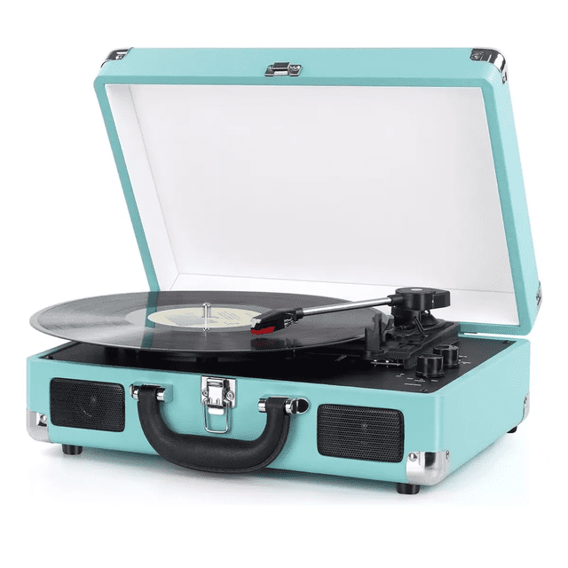 Tocadiscos Con Bluetooth Usb Reproductor De Discos De Vinilo Azul