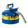 Justrite® Type II AccuFlow Steel Safety Can 2.5 Gal. 1" Metal Hose Blue 7225330