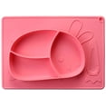 thumbnail image 1 of Tonwhar Rabbit - Plato de silicona con mantel individual integrado para niños pequeños - Alfombrilla de alimentación dividida de 3 rejillas sin BPA para niños pequeños, niños, bebés y bebés (azul púrpura), 1 of 8