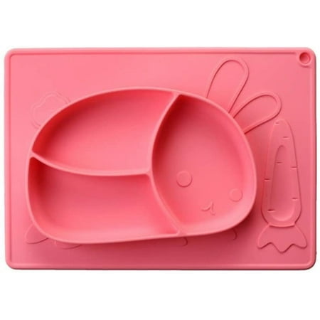 

Rabbit Silicone Plate with Built-in Placemat for Toddlers - BPA Free 3 Grid Divided Feeding Mat for Toddlers Kids Baby and Infant watermelon red F128720