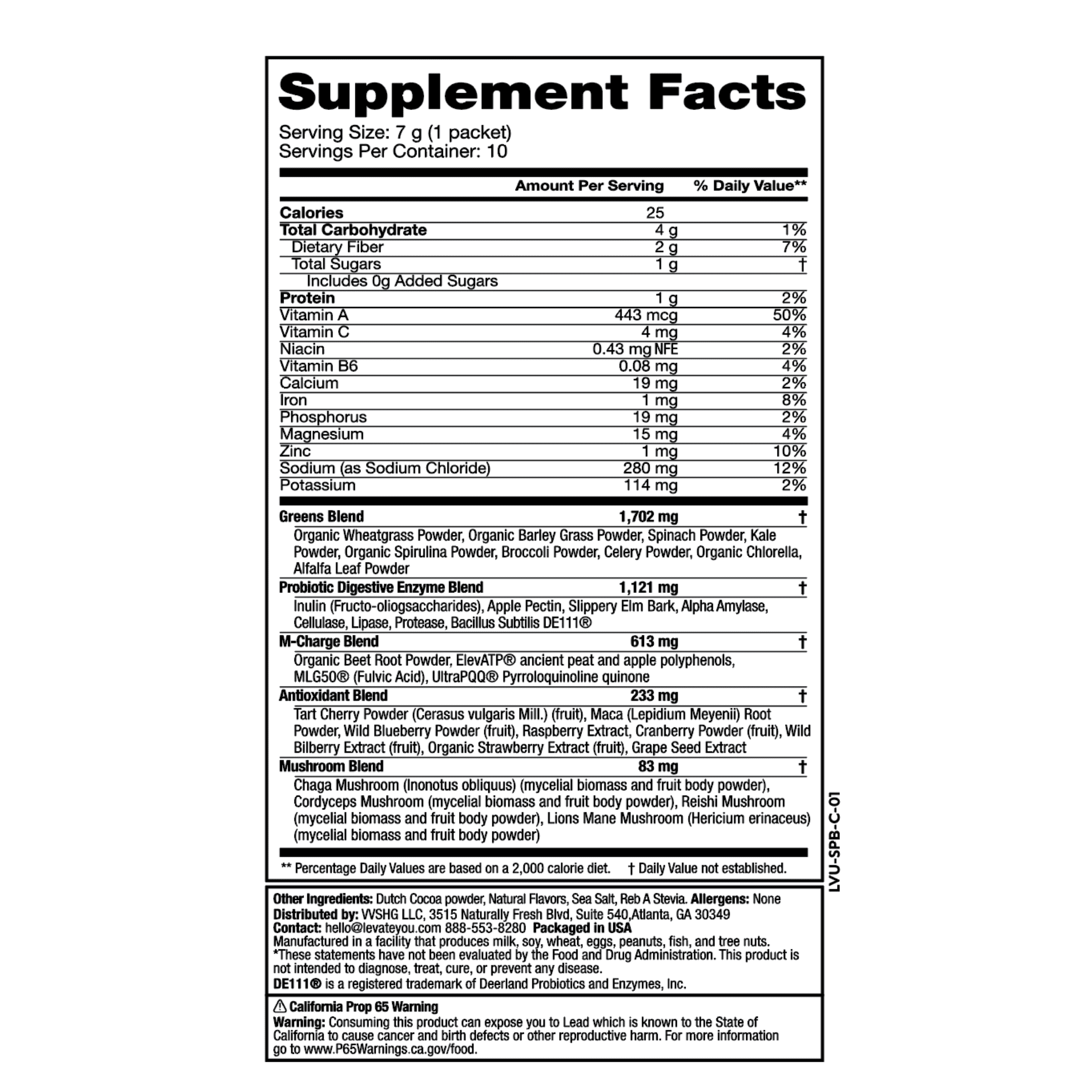 (2 pack) L'Evate You Vitality Daily Greens - Dietary Supplement - Chocolate - 10 Count