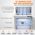 thumbnail image 5 of KFFKFF 28" Professional Cold Storage Unit & Salad Preparation Table, 7.4 Cubic Feet Stainless Steel Chilled Food Preparation Station with 12 Containers, Cutting Board, Defrosting Fridge with Lock, 5 of 9