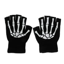 Half Finger Skeleton Cycling Gloves Winter Keeping Warm Hiking Accessory for Children Boys Girls Outdoor Exercise Supply