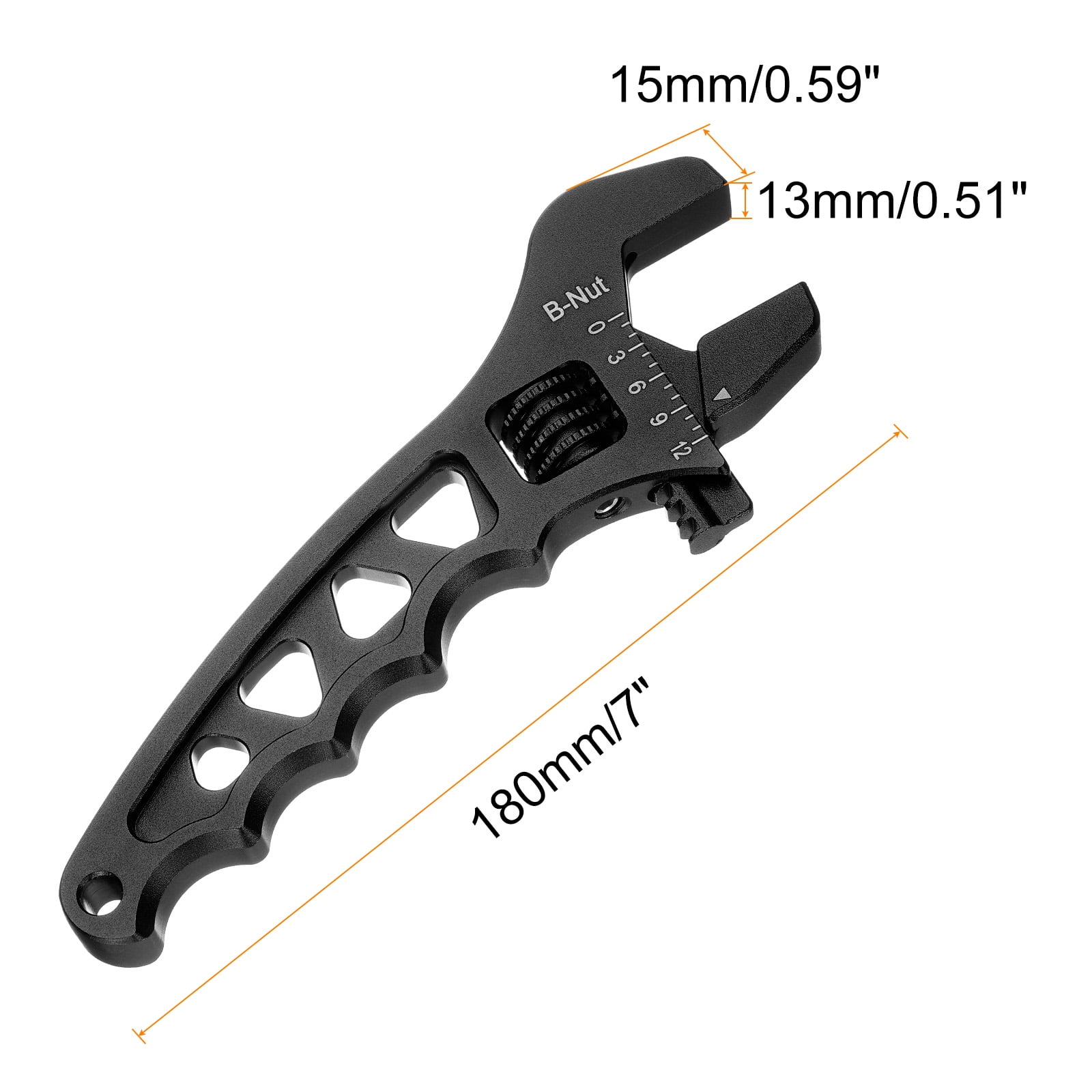 1pcs 7" Adjustable Wrench Aluminum Alloy Plumbers Wrench AN3-AN16, Black