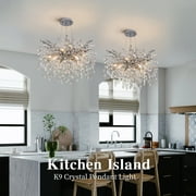Modern Tree Branch Crystal Chandelier Luxury Silver Crystal Pendant Lighting 23.6 Contemporary 8-Light Chandeliers for Dining Room Kitchen Bedroom Living Room
