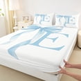 thumbnail image 4 of Erosebridal Blue Bowknot Full Size Sheets for Girls, Monogrammed E Bed Sheets, 4pcs, 1 Flat Sheet, 1 Fitted Sheet and 2 Pillowcases, 4 of 5