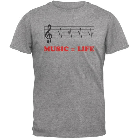 Music=Life Treble Clef Heather Grey Adult T-Shirt - 2X-Large