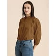 thumbnail image 5 of Moomaya Womens Solid Top, Mandarin Collar, Cotton Shirt Top, 5 of 8