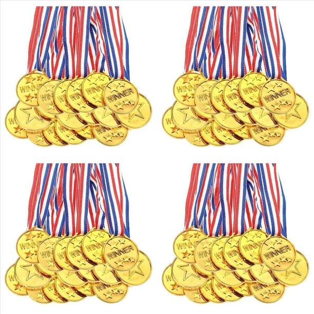 Paquete de 120 Medallas de Premio de Plástico Dorado para Niños, Perfectas para Deportes, Competiciones y Regalos de Fiesta