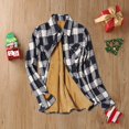 thumbnail image 2 of ZsaeSM Fleece Lined Plaid Shirts for Women Button Down Lapel Jacket with Chest Pockets Fall winter Warm Fashion Shirt Black M, 2 of 3