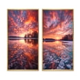 thumbnail image 2 of Designart "Snowy Lake Scene Bathed in Sunshine IV" Lake Framed Wall Art Set Of 2 - Lake House Yellow Framed Wall Art Set Of 2, 2 of 6