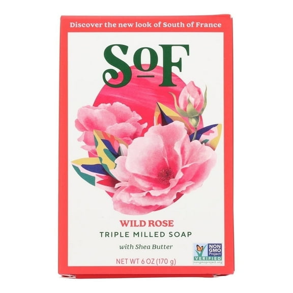 SoF, Triple Milled Bar Soap with Shea Butter, Wild Rose, 6 oz