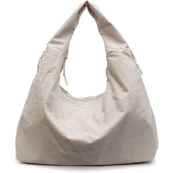 Men Women Foldable Nylon Slouchy Hobo Underarm Tote Bag, Luna Lush 2026 Solid Large Capacity Shoulder Handbag for Gym Travel Work Commuter Weekend Vacation