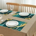 thumbnail image 3 of Teal and Gold Marble Wavy Veins Pattern Summer Placemats Table Placemats Set Of 4-Linen Kitchen Washable Placemats Table Mats 11.8"x17.7" Non-Slip Heat Resistant, 3 of 6