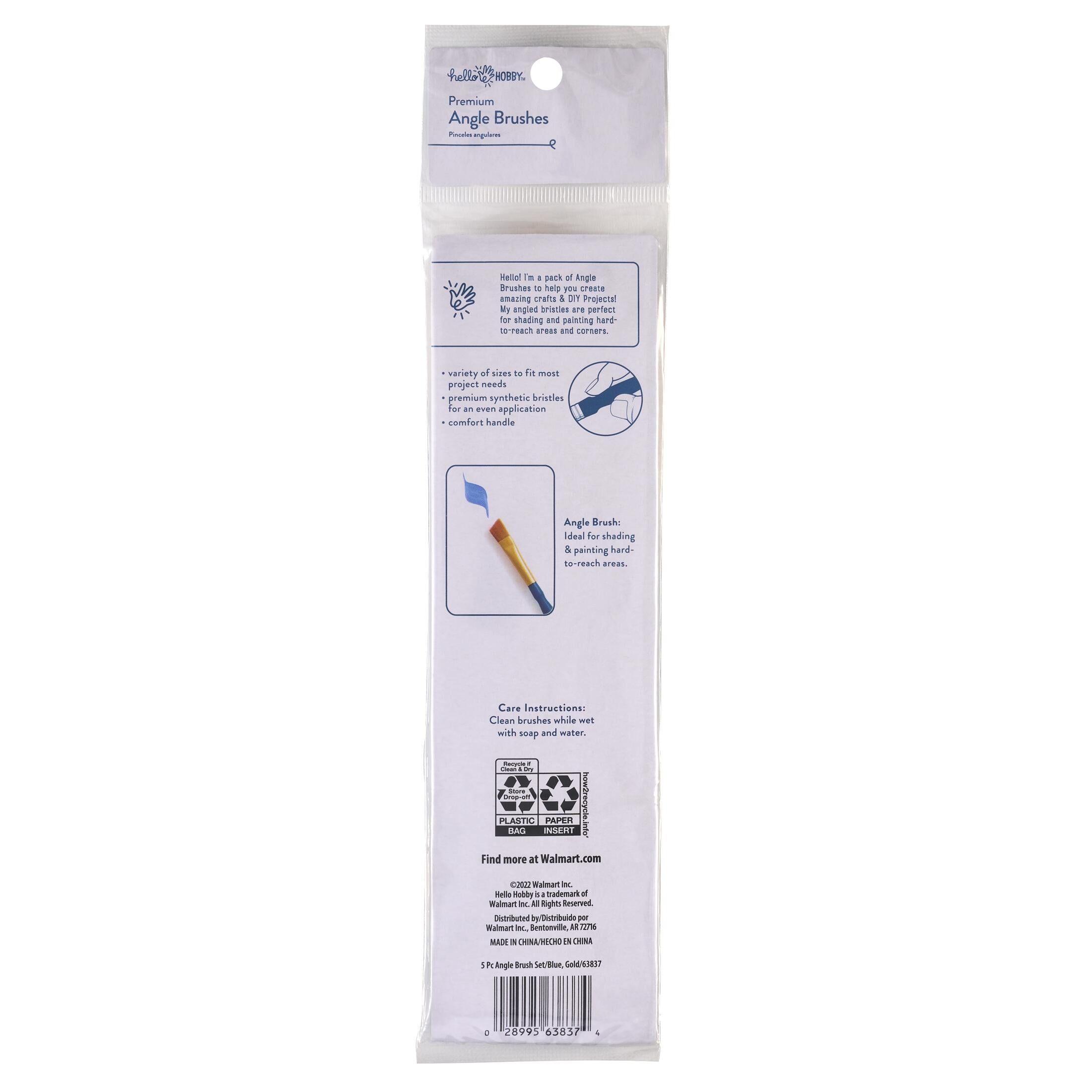 (6 pack) Hello Hobby 5-Piece Angle Synthetic Paint Brush Set