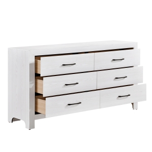 Contemporary Corbin Dresser with White Finish and Black Metal Hardware