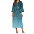 thumbnail image 2 of KISSGAL Women Zipper Front Robes 3/4 Sleeve Housecoat Full Length Loungewear Dress with Pocket Long Nightgown Sleepwear Bathrobes, 2 of 4