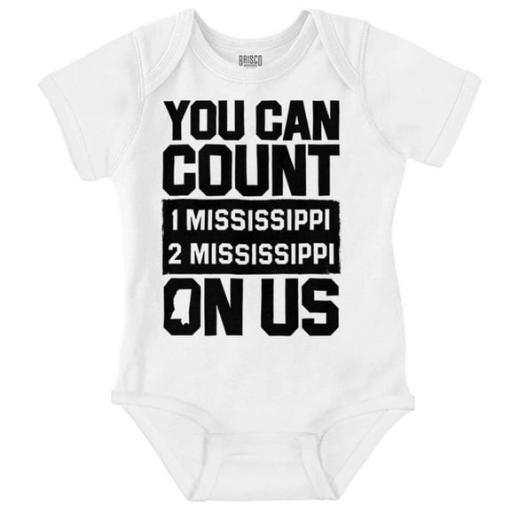 Count On Me Mississippi Romper Boys or Girls Infant Baby Brisco Brands NB