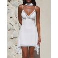thumbnail image 7 of Women White Embellished Spaghetti Strap Deep V-Neck Mini Sundress, 7 of 7