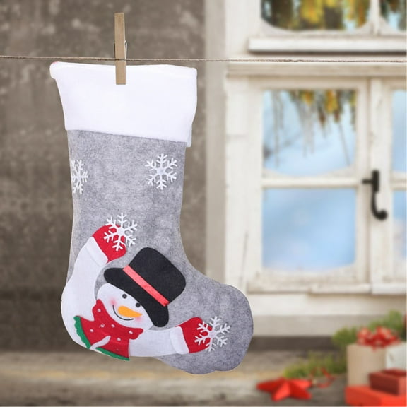 SDJMa Christmas Stockings with Lights,12" Large Xmas Stockings Decorations, Snowflake Santa Snowman Reindeer and Plush Faux Fur Cuff Pack Stockings for Holiday Christmas Tree Fireplace Decorations