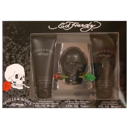 - ED HARDY SKULLS and ROSES by Ed Hardy 2.5 oz EDT Spray 3 Piece Gift Set for Men