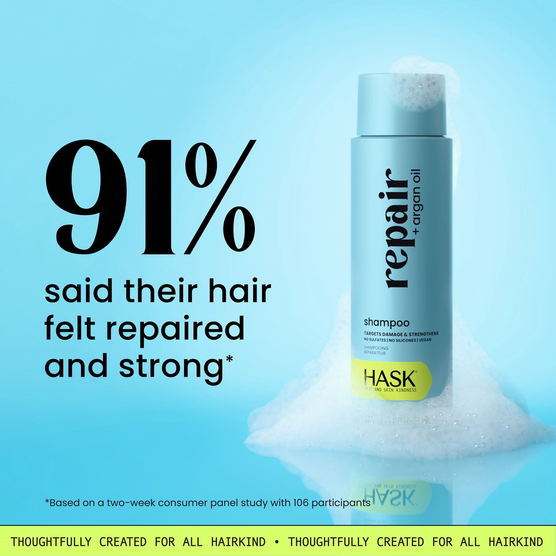 (4 pack) HASK Repair + Argan Oil Shampoo, 16 fl oz